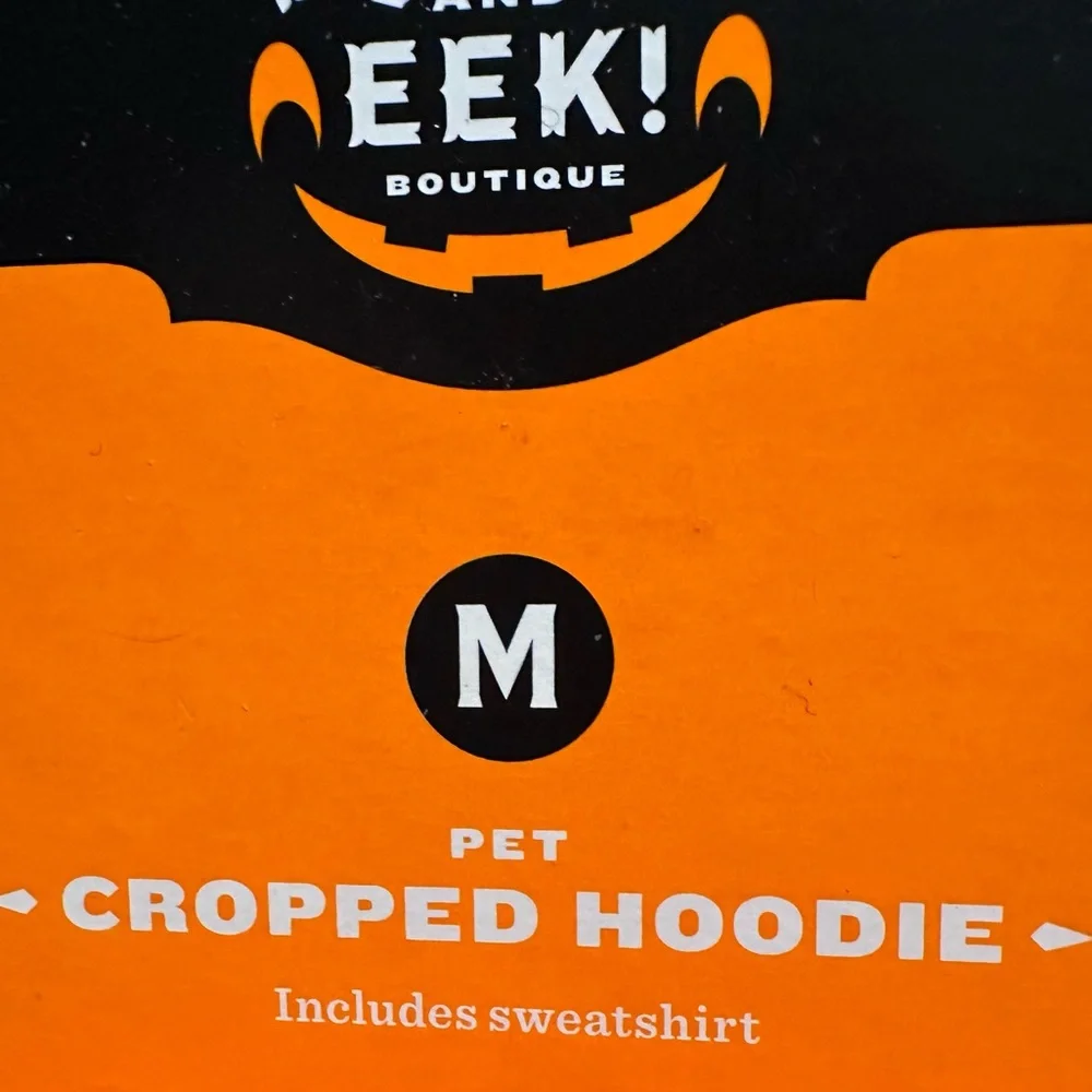 Hyde and Eek Halloween Pet Cropped Hoodie medium‎ orange with white skulls  NWT